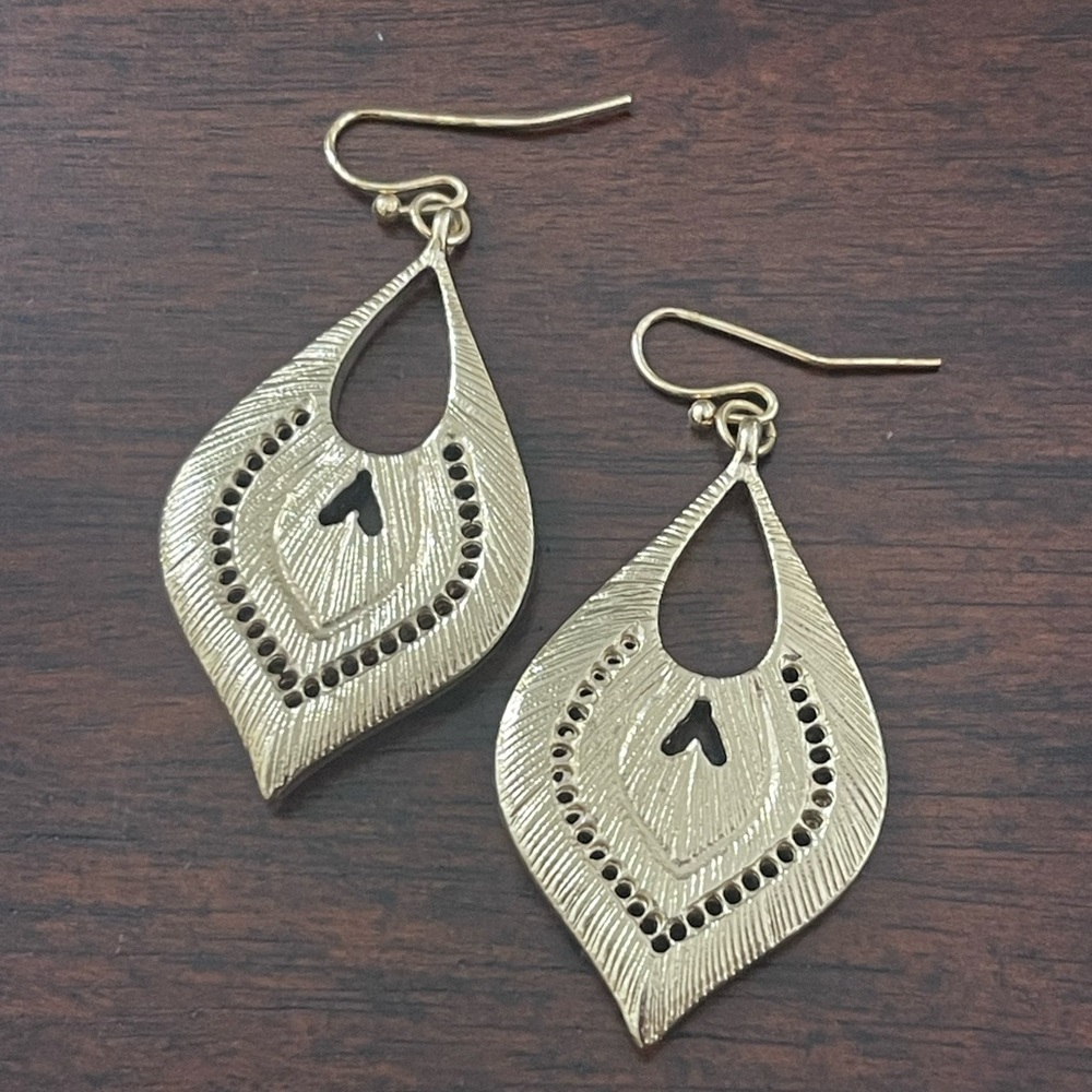 Ward off evil eye blue crystal bead gold tone drop earrings - Picture 2 of 4